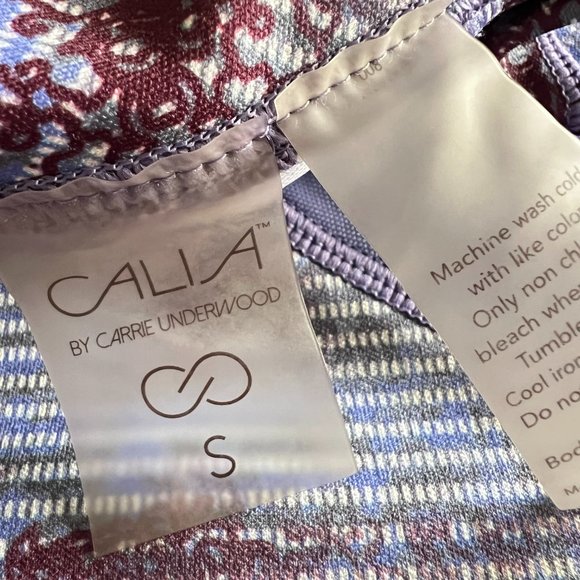 Calia by Carrie CALIA Essentials Purple Printed Zipper Pocket Leggings - Picture 6 of 10